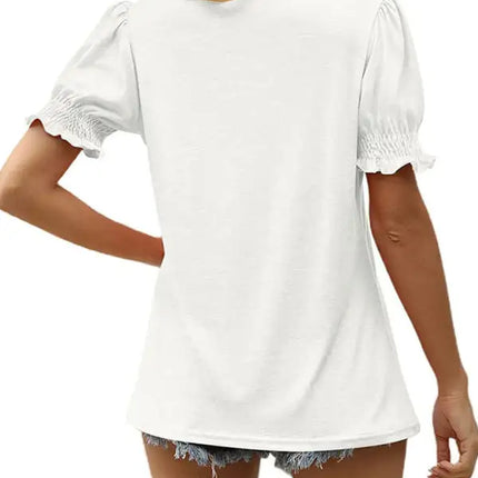 Top de punto con mangas abullonadas de color liso para mujer 