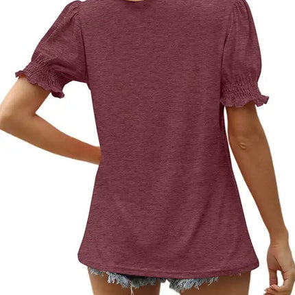 Top de punto con mangas abullonadas de color liso para mujer 