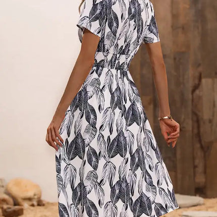 Vestido de manga corta con estampado floral, cuello en V, elegante, informal, para vacaciones, novedad de verano 