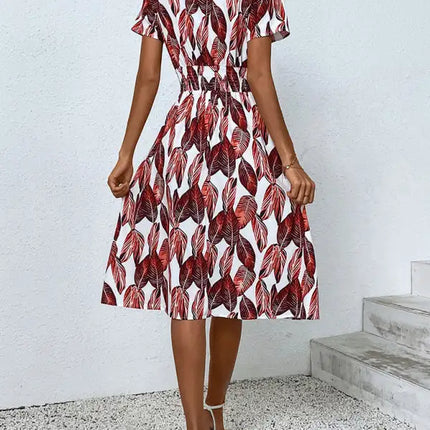 Vestido de manga corta con estampado floral, cuello en V, elegante, informal, para vacaciones, novedad de verano 