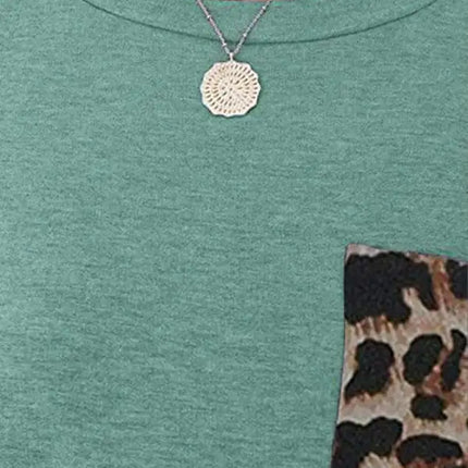 Túnica de manga corta para mujer con top con inserciones de estampado animal sintético 