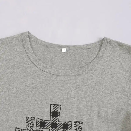 Camiseta con cuello redondo y estampado de Pascua para mujer 