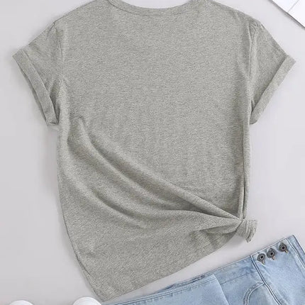 Camiseta con cuello redondo y estampado de Pascua para mujer 