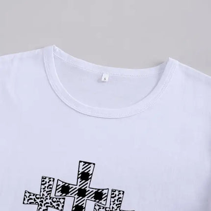 Camiseta con cuello redondo y estampado de Pascua para mujer 