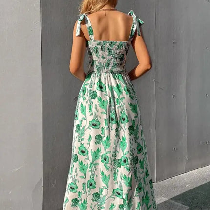 Women's Floral Print Smocked Tiered Dress