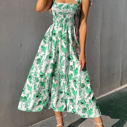 Women's Floral Print Smocked Tiered Dress