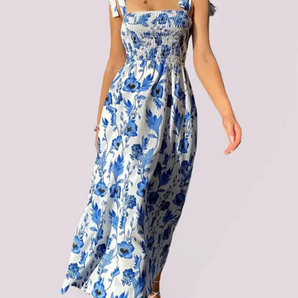 Women's Floral Print Smocked Tiered Dress