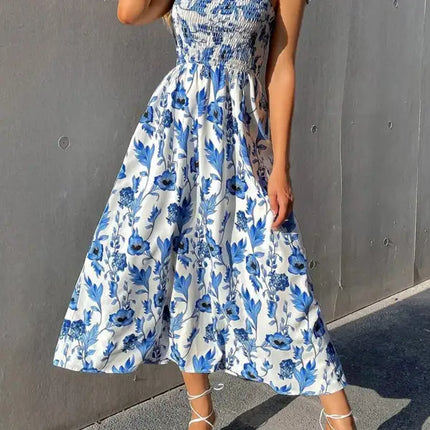 Women's Floral Print Smocked Tiered Dress