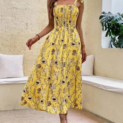 Women's Floral Print Smocked Tiered Dress