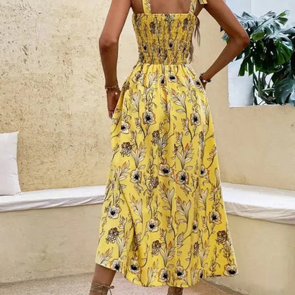 Women's Floral Print Smocked Tiered Dress