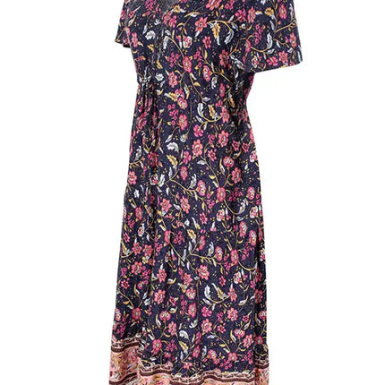 Women's Floral Print Flutter Sleeve Midi Dress