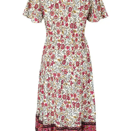 Women's Floral Print Flutter Sleeve Midi Dress