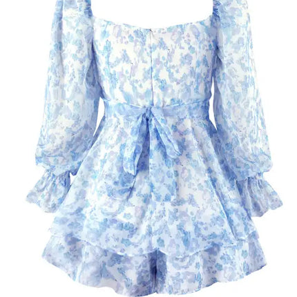 Monos con estampado floral y mangas abullonadas para mujer 