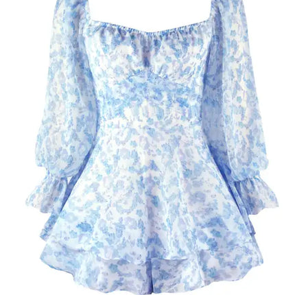 Monos con estampado floral y mangas abullonadas para mujer 