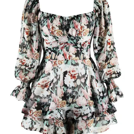 Monos con estampado floral y mangas abullonadas para mujer 