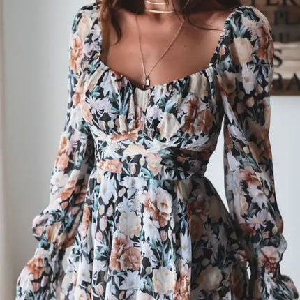 Monos con estampado floral y mangas abullonadas para mujer 