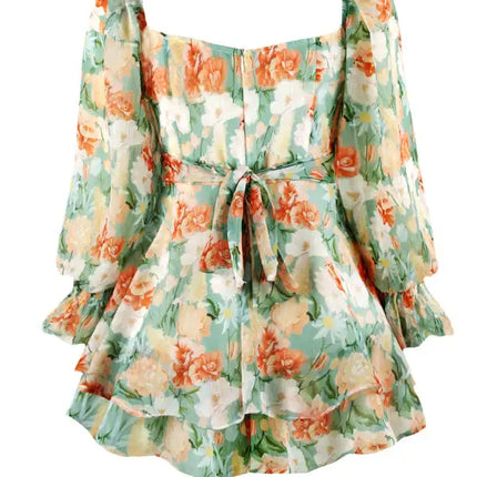 Monos con estampado floral y mangas abullonadas para mujer 