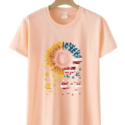 Women's American Flag Sunflower Shirt