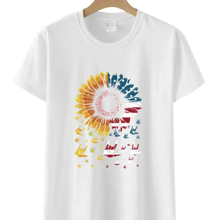 Women's American Flag Sunflower Shirt
