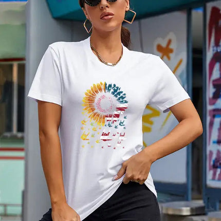 Women's American Flag Sunflower Shirt
