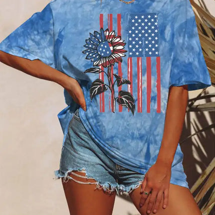 Women's 4th Of July Tie-dye Vintage Independence's Day Short Sleeve T-shirt