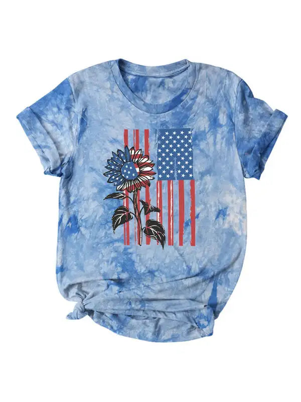Women's 4th Of July Tie-dye Vintage Independence's Day Short Sleeve T-shirt