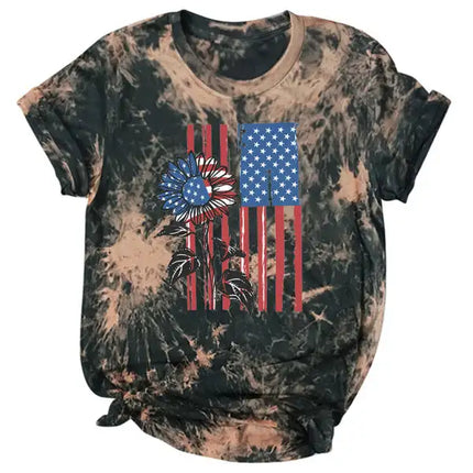 Women's 4th Of July Tie-dye Vintage Independence's Day Short Sleeve T-shirt