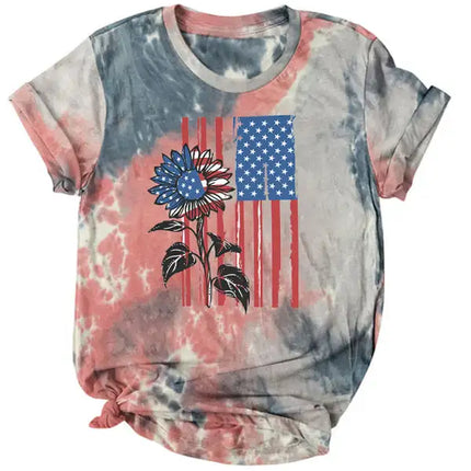 Women's 4th Of July Tie-dye Vintage Independence's Day Short Sleeve T-shirt