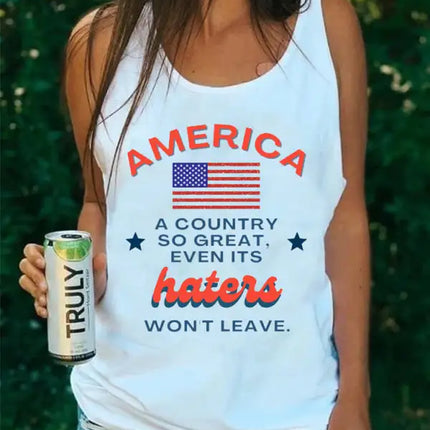 Women's American Flag Print Ladies' Sleeveless Tank Top