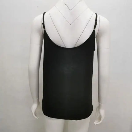 Top camisola sexy con costuras y cuello en V de color sólido para mujer 