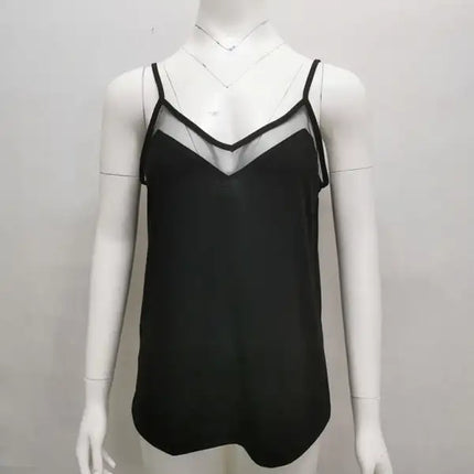 Top camisola sexy con costuras y cuello en V de color sólido para mujer 