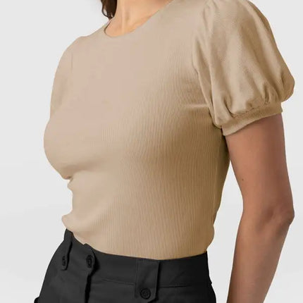 Fashion New Bottom Shirt Puff Sleeve Short Sleeve Slim Ladies Top