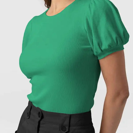Fashion New Bottom Shirt Puff Sleeve Short Sleeve Slim Ladies Top