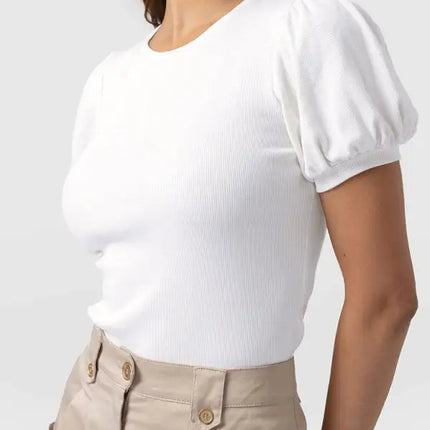 Fashion New Bottom Shirt Puff Sleeve Short Sleeve Slim Ladies Top