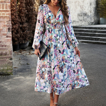 Bohemian resort casual printed long skirt