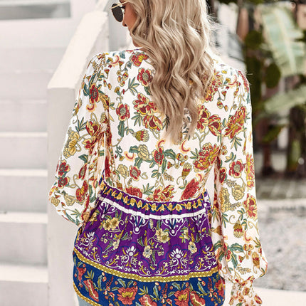 Bohemian casual style cotton printed long-sleeved shirt for women