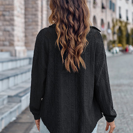 Lapel Single Breasted Solid Color Loose Long Sleeve Shirt