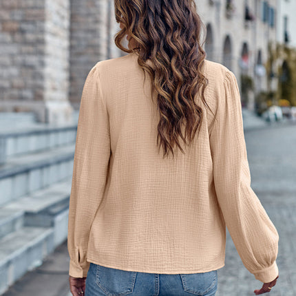 Round Neck Solid Panel Single Breasted Shirt