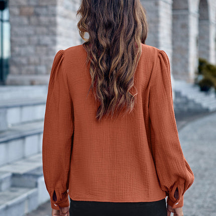 Round Neck Solid Panel Single Breasted Shirt