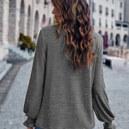 Round Neck Solid Color Casual Loose Ladies Top