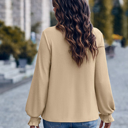 Round Neck Solid Color Casual Loose Ladies Top