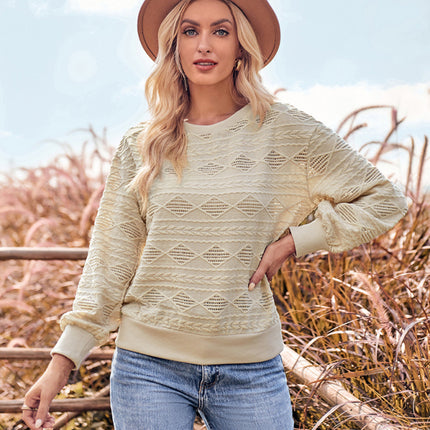 Fashion round neck slim fit long-sleeve knitted top