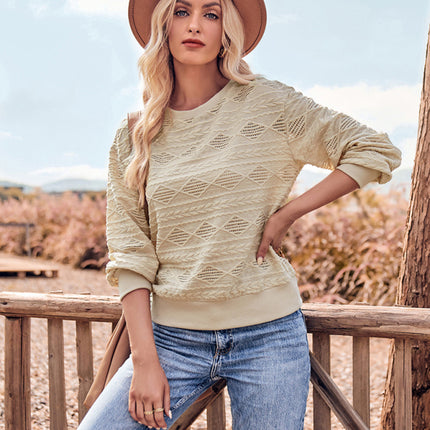 Fashion round neck slim fit long-sleeve knitted top