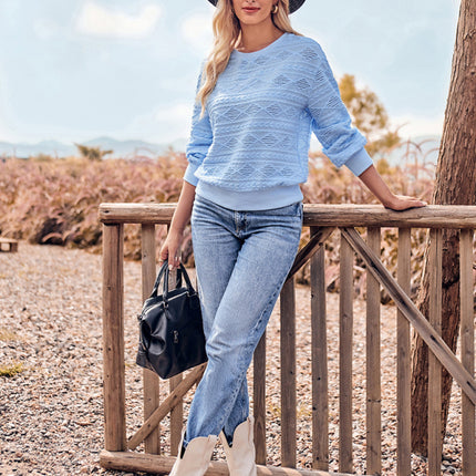 Fashion round neck slim fit long-sleeve knitted top