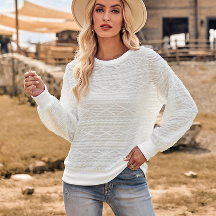 Fashion round neck slim fit long-sleeve knitted top