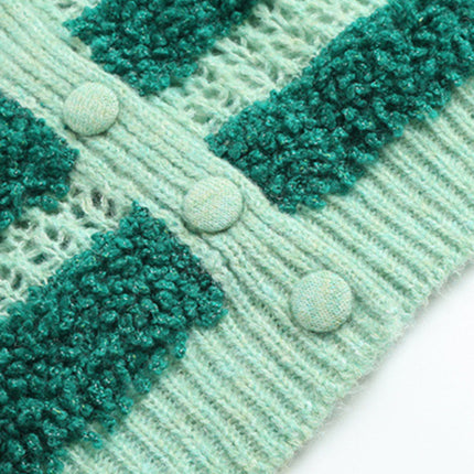 Women's New Striped Single Breasted Slim Fit Knitted Jacket