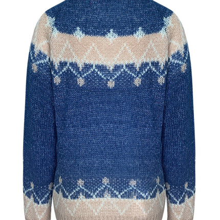 Women's casual loose mohair jacquard sweater