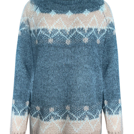 Women's casual loose mohair jacquard sweater