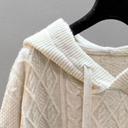 Women's twist loose hooded knitted sweater