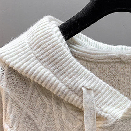 Women's twist loose hooded knitted sweater